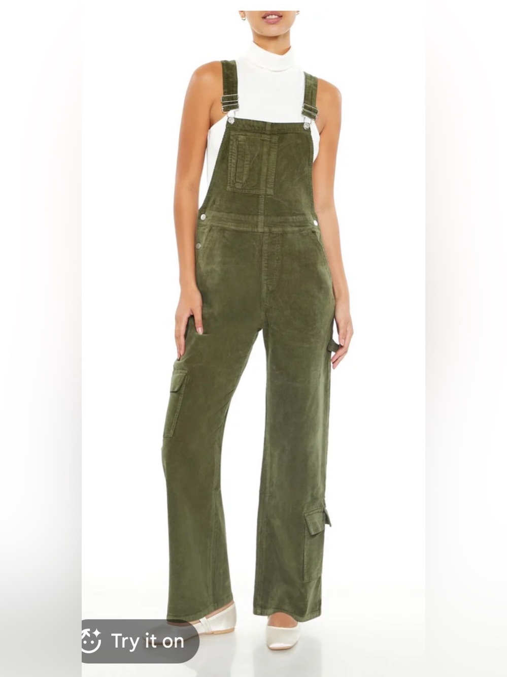 Women’s Forever 21 Olive Green Corduroy Overalls